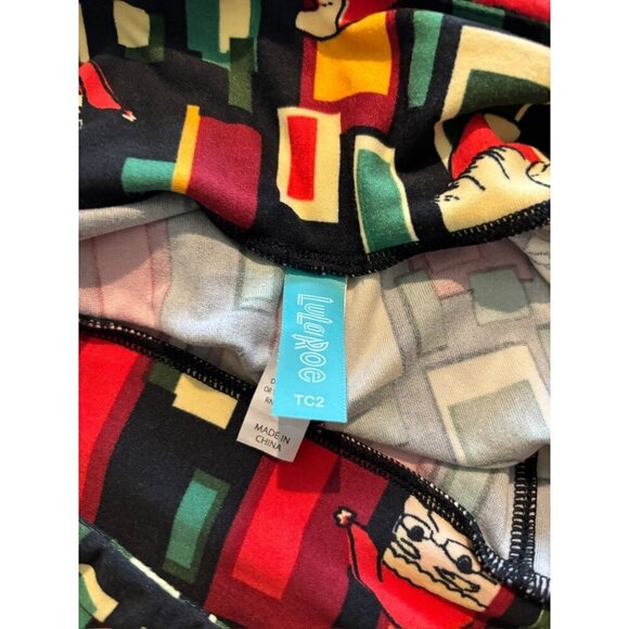 LuLaRoe Women's Black Green & Red Santa Clause Tights - Picture 7 of 7